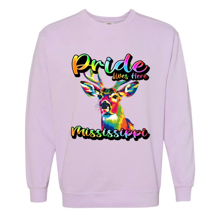 Mississippi Rainbow State Animal Pride Lives Here Design Great Gift Garment-Dyed Sweatshirt