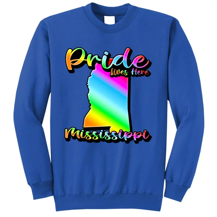 Mississippi Rainbow State Shape Pride Lives Here Design Gift Tall Sweatshirt