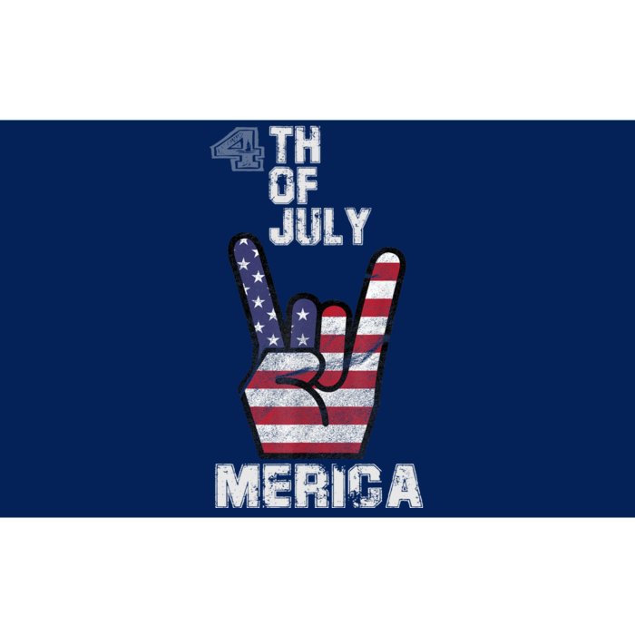 Merica Rock Sign 4th Of July Vintage American Flag Retro USA Bumper Sticker