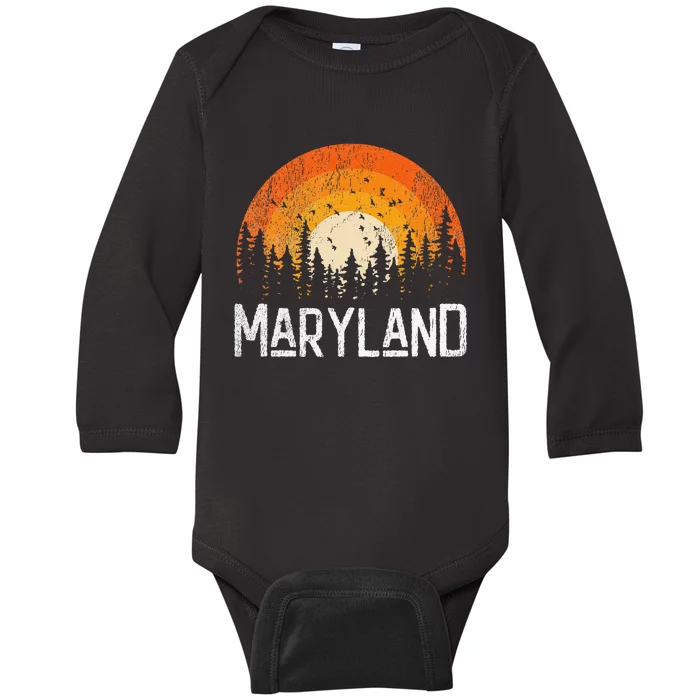 Maryland Retro Style Vintage 70s 80s Gift Baby Long Sleeve Bodysuit