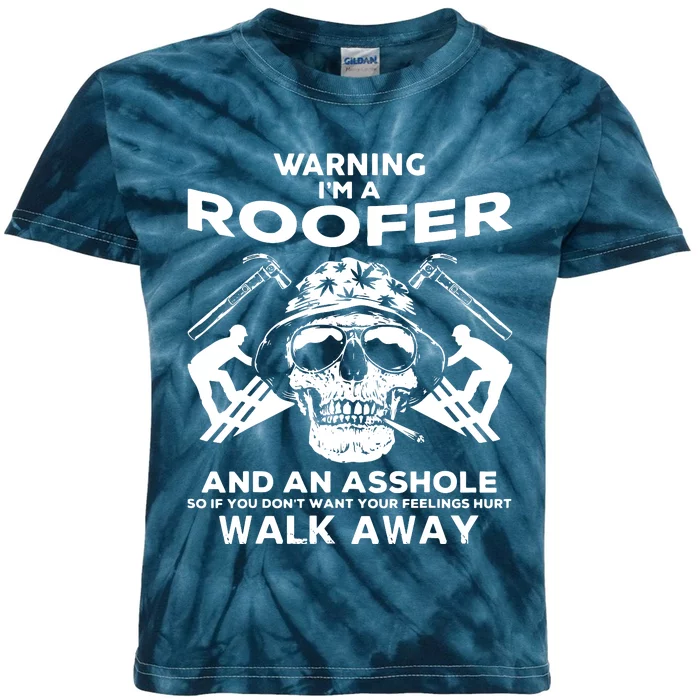 Men Roofer Skull Graphic Tee Roofer Apparel Kids Tie-Dye T-Shirt