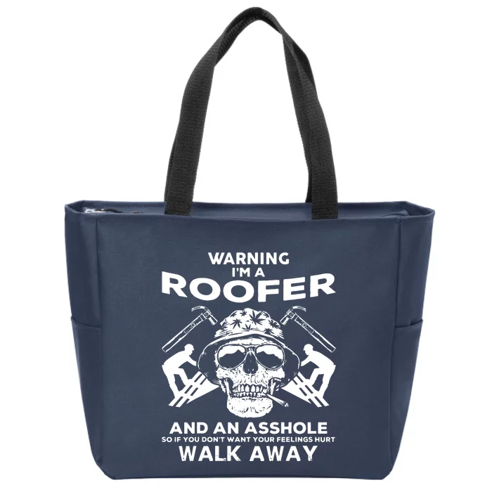 Men Roofer Skull Graphic Tee Roofer Apparel Zip Tote Bag