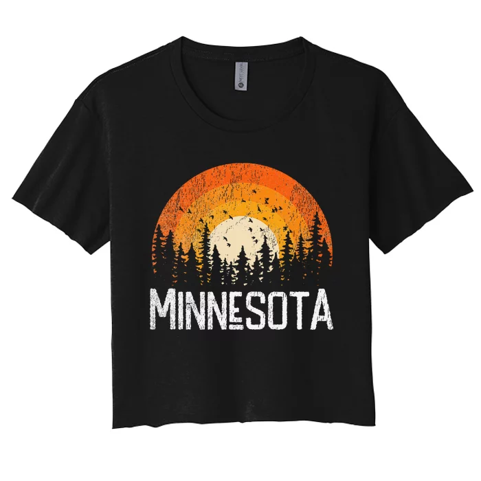 Minnesota Retro Style Vintage 70s 80s Women's Crop Top Tee