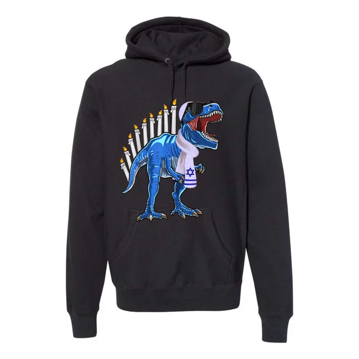 Menorasaurus Rex Shirt T Rex Dinosaur Hanukkah Gift Premium Hoodie