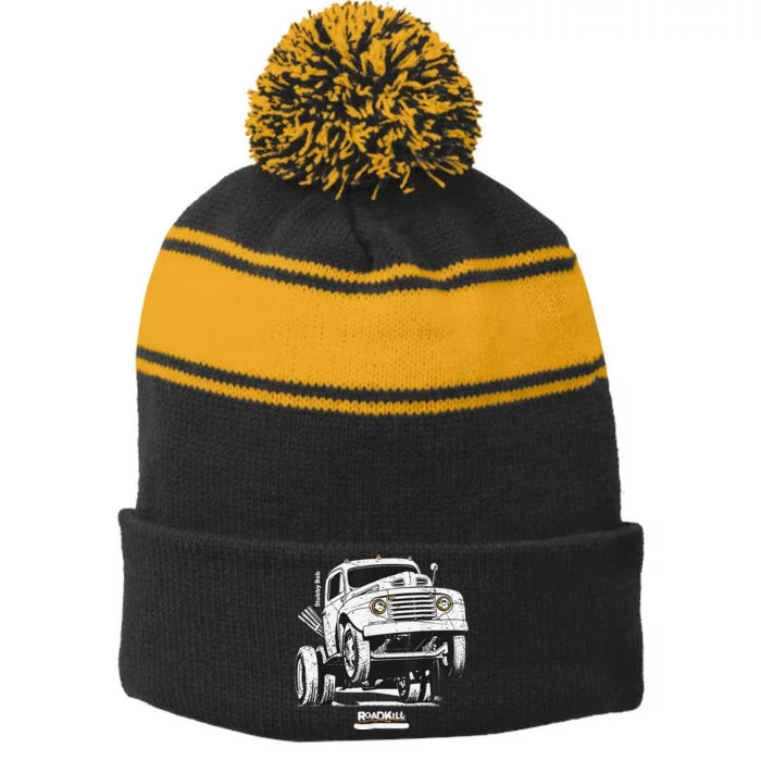 Motortrend Roadkill Stubby Bob Stripe Pom Pom Beanie