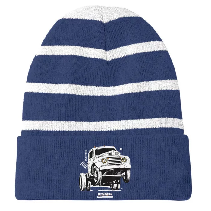 Motortrend Roadkill Stubby Bob Striped Beanie with Solid Band