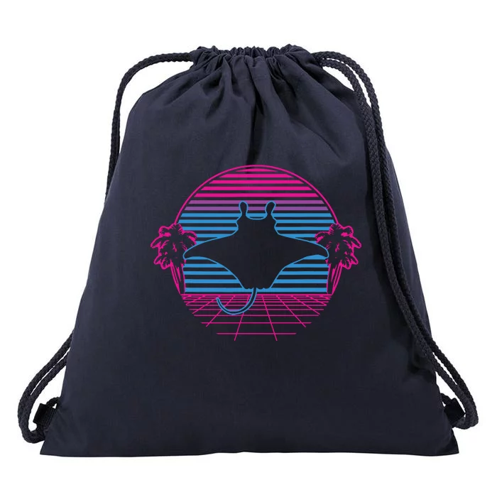 Manta Ray Sting Ray Marine Sea Biologist Retro Vintage Drawstring Bag