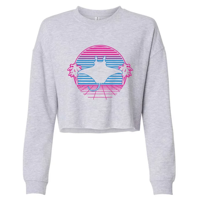 Manta Ray Sting Ray Marine Sea Biologist Retro Vintage Cropped Pullover Crew