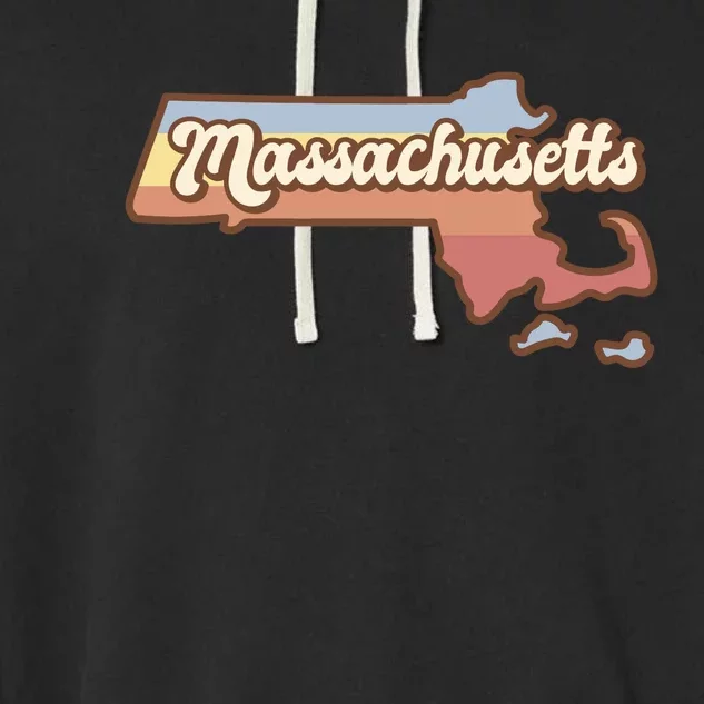 Massachusetts Retro Sunset Logo Garment-Dyed Fleece Hoodie