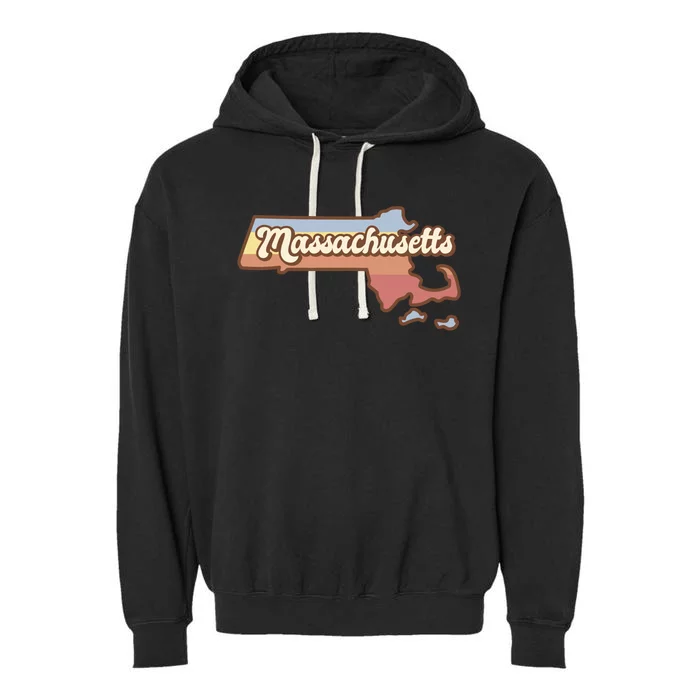 Massachusetts Retro Sunset Logo Garment-Dyed Fleece Hoodie