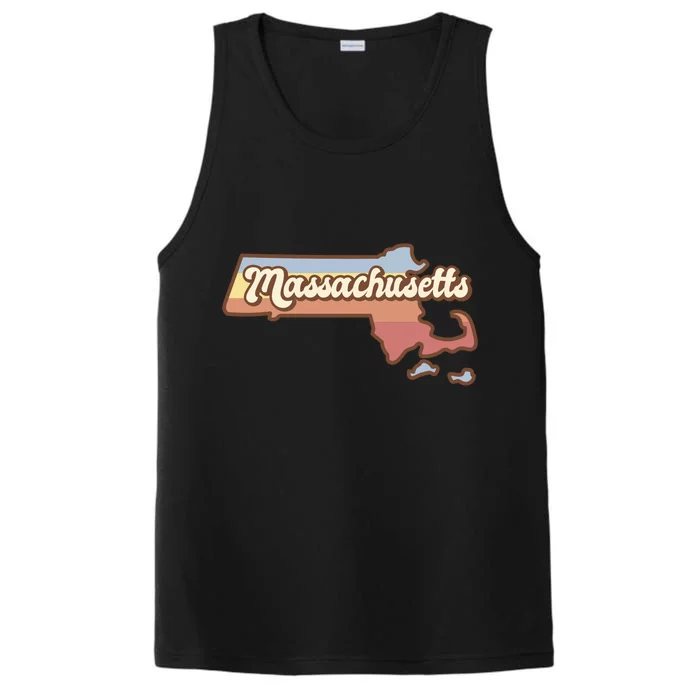 Massachusetts Retro Sunset Logo Performance Tank