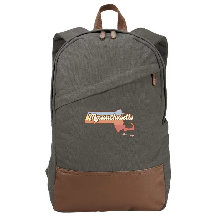 Massachusetts Retro Sunset Logo Cotton Canvas Backpack