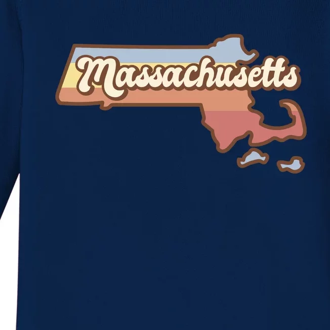 Massachusetts Retro Sunset Logo Baby Long Sleeve Bodysuit