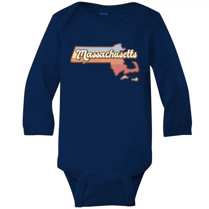 Massachusetts Retro Sunset Logo Baby Long Sleeve Bodysuit