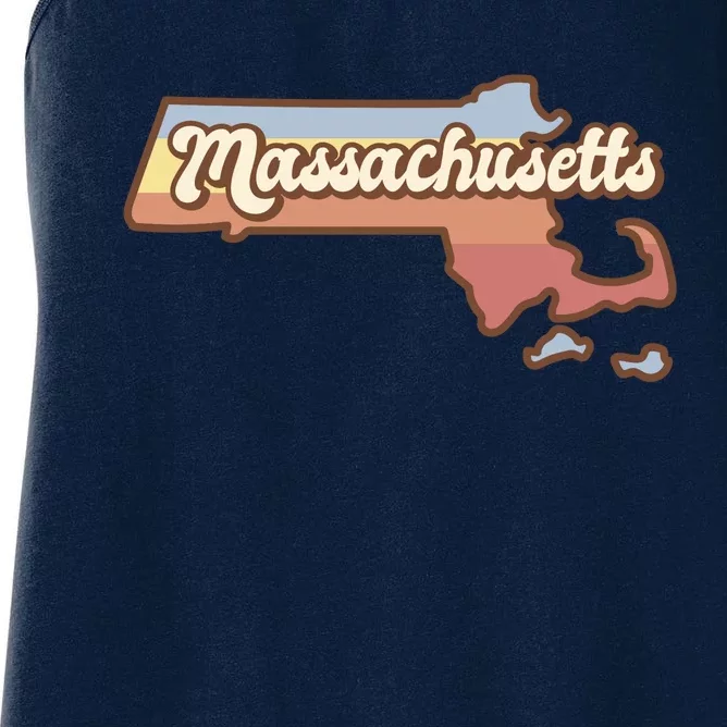 Massachusetts Retro Sunset Logo Women's Racerback Tank