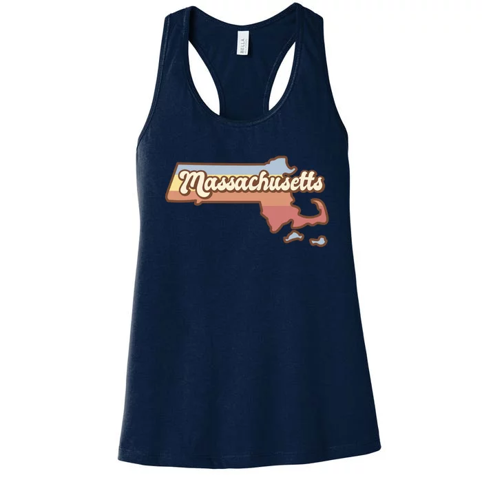 Massachusetts Retro Sunset Logo Women's Racerback Tank