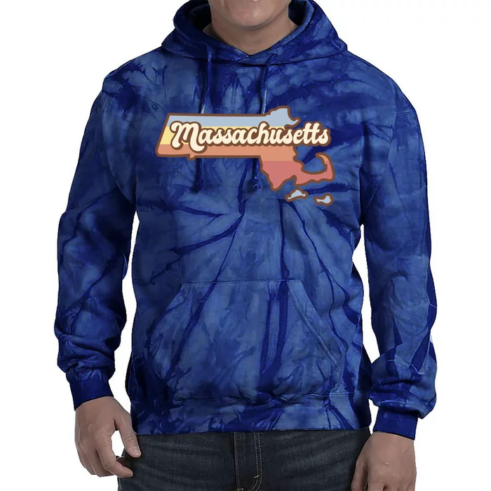 Massachusetts Retro Sunset Logo Tie Dye Hoodie