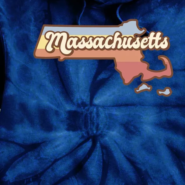 Massachusetts Retro Sunset Logo Tie Dye Hoodie