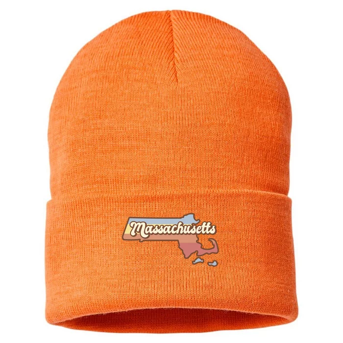 Massachusetts Retro Sunset Logo Sustainable Knit Beanie