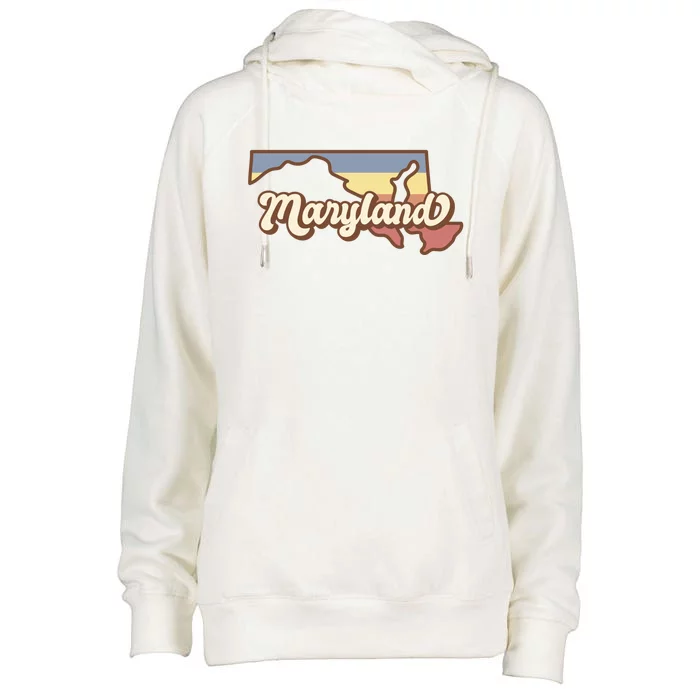 Maryland Retro Sunset Logo Womens Funnel Neck Pullover Hood