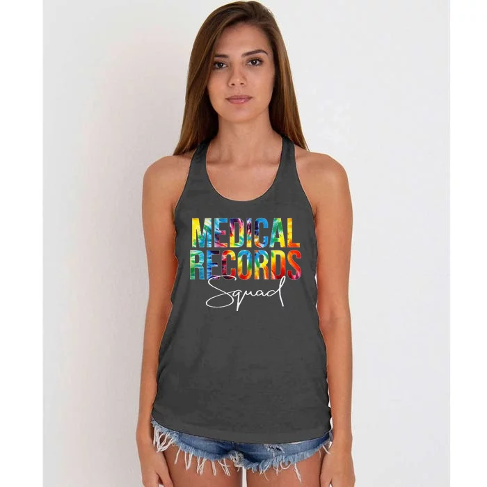 Medical Records Squad Appreciation Day Tie Dye  Work Women's Knotted Racerback Tank