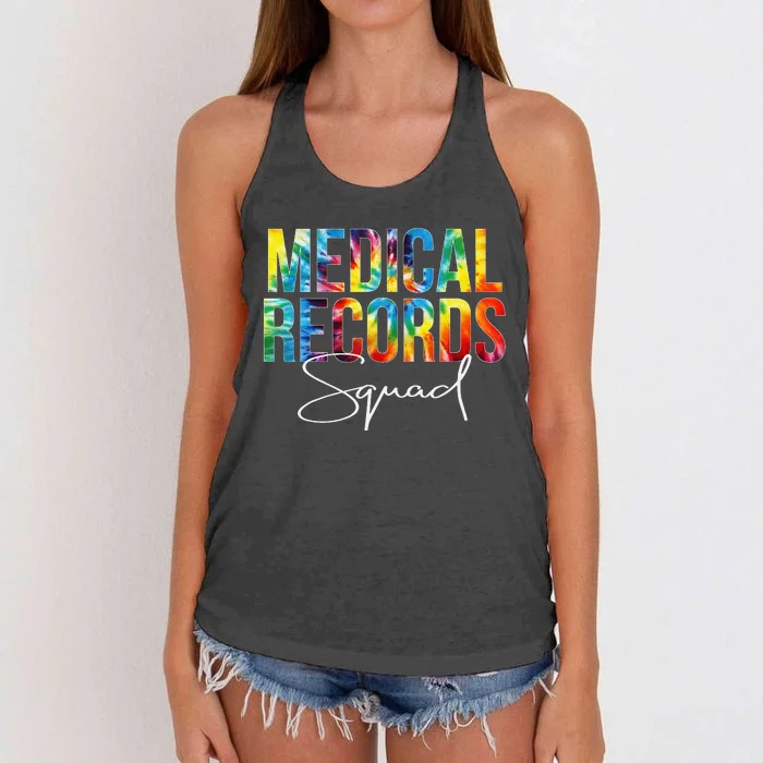 Medical Records Squad Appreciation Day Tie Dye  Work Women's Knotted Racerback Tank