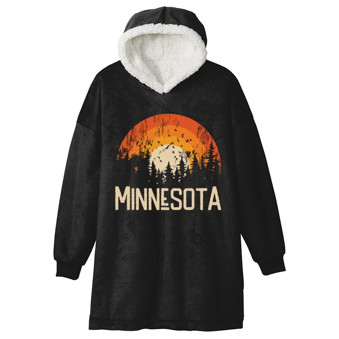 Minnesota Retro Style Vintage 70s 80s Hooded Wearable Blanket