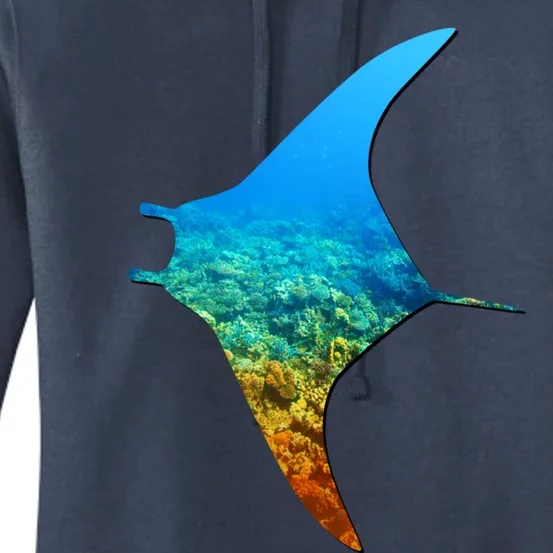 Manta Ray Silhouette Earth Day And Ocean Week Gift Women's Pullover Hoodie