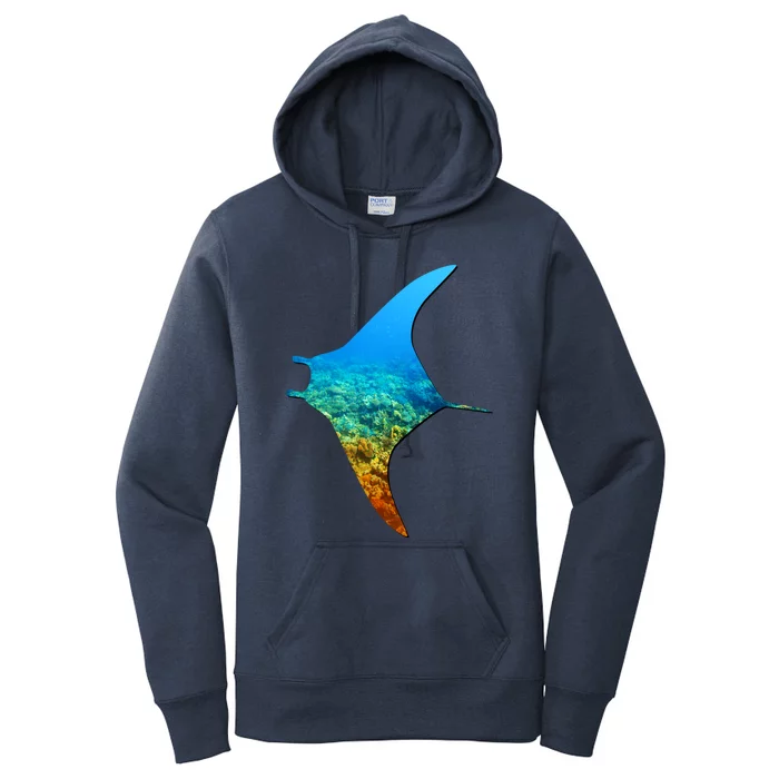 Manta Ray Silhouette Earth Day And Ocean Week Gift Women's Pullover Hoodie