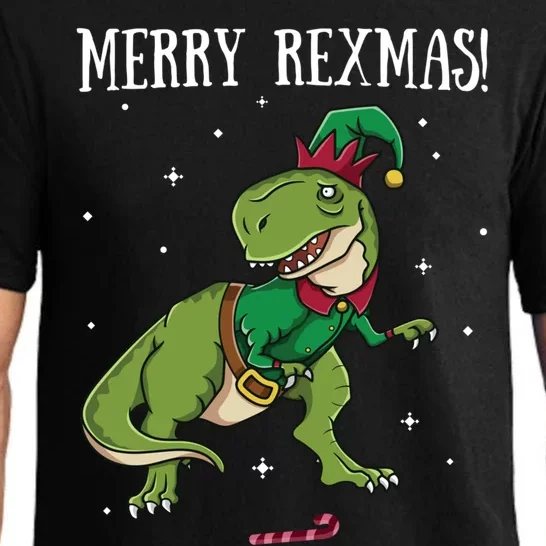 Merry Rexmas Trex Elf Dinosaur Elves Christmas Dino Xmas Gift Pajama Set