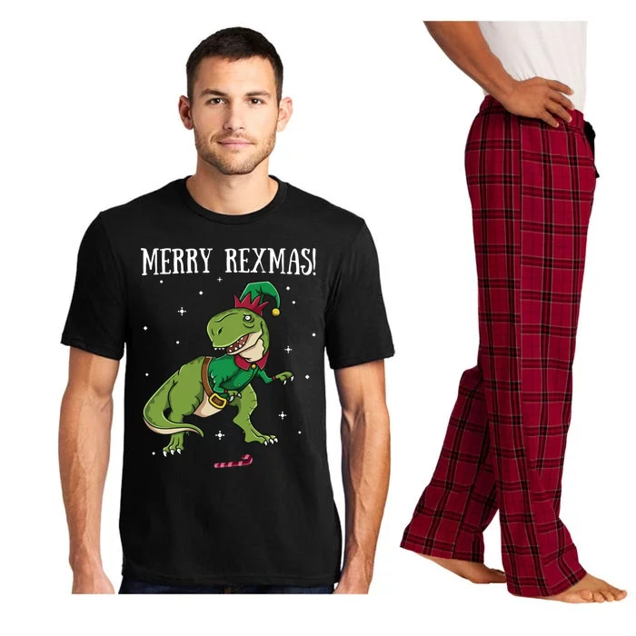 Merry Rexmas Trex Elf Dinosaur Elves Christmas Dino Xmas Gift Pajama Set