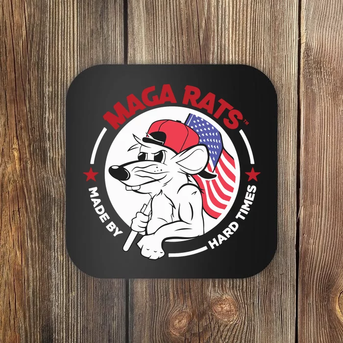 Maga Rats Two Side Red Text Black Coaster