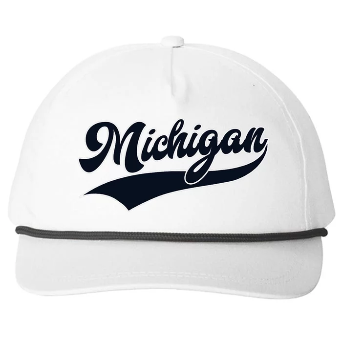 Michigan Retro Throwback Design Classic Snapback Five-Panel Rope Hat