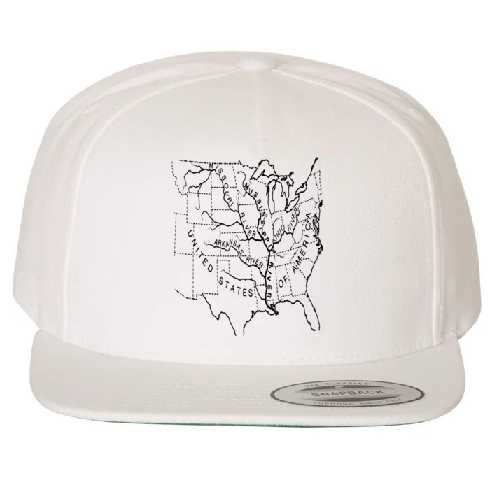 Mississippi River Tee Geography United States Of America Wool Snapback Cap