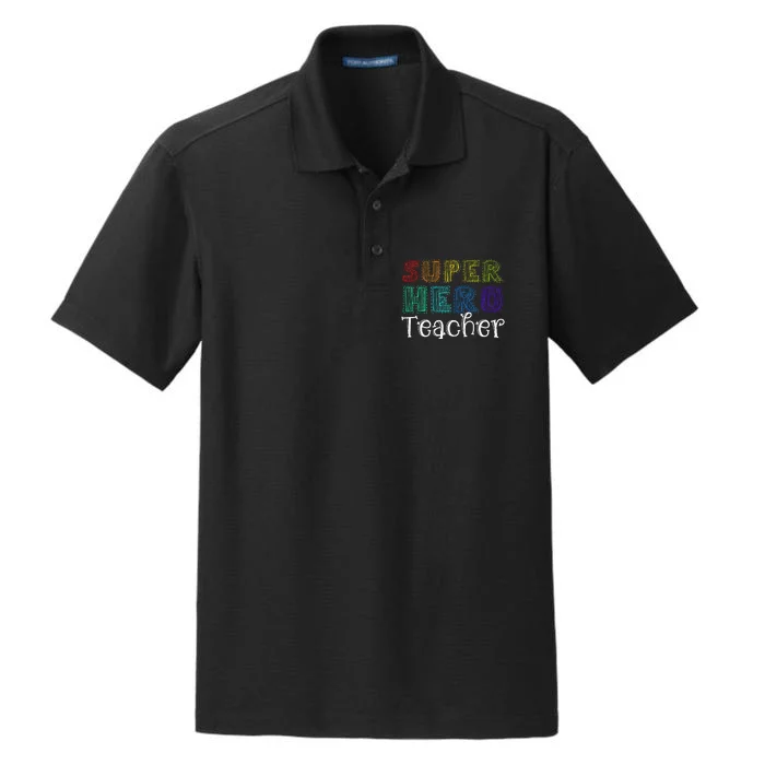 Multicolor Retro Teacher Superhero Dry Zone Grid Performance Polo