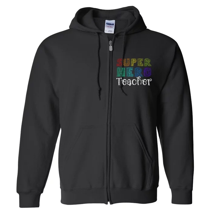 Multicolor Retro Teacher Superhero Full Zip Hoodie