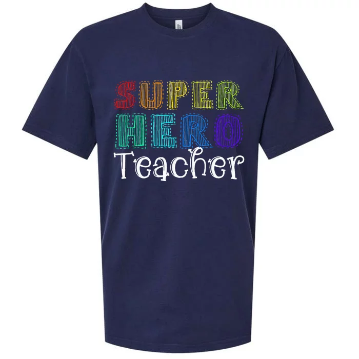 Multicolor Retro Teacher Superhero Sueded Cloud Jersey T-Shirt