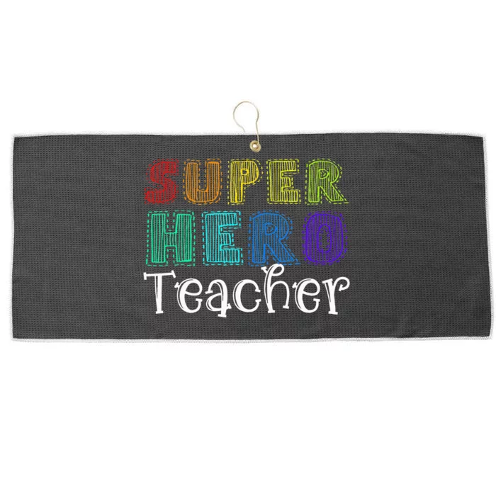 Multicolor Retro Teacher Superhero Large Microfiber Waffle Golf Towel