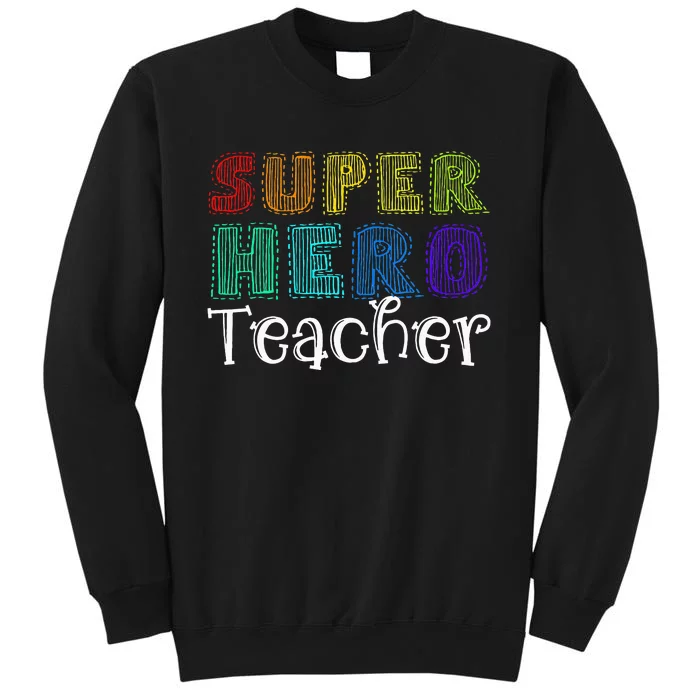 Multicolor Retro Teacher Superhero Tall Sweatshirt