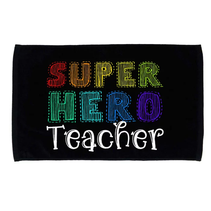 Multicolor Retro Teacher Superhero Microfiber Hand Towel