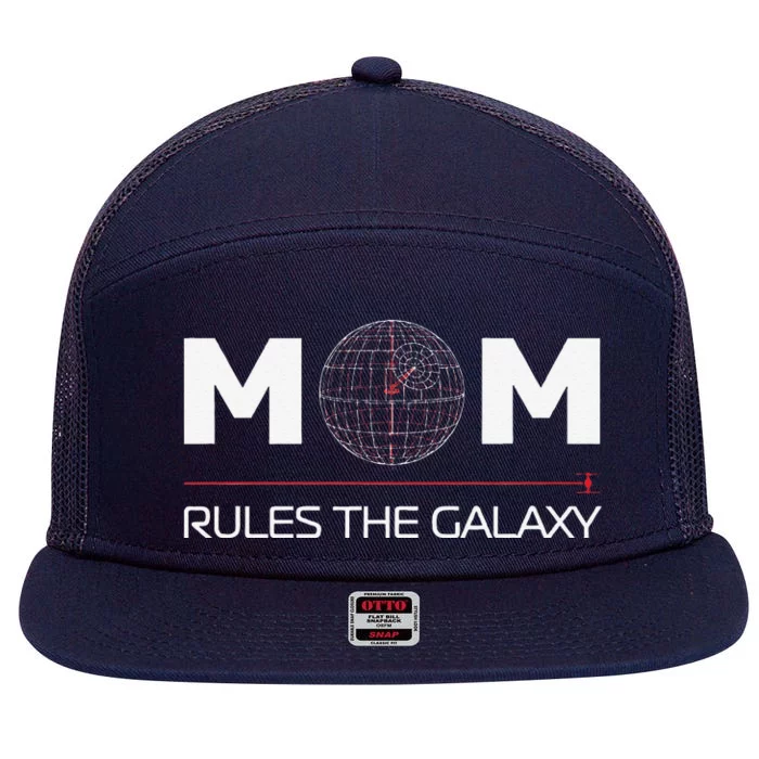 Mom Rules The Galaxy Family Birthday Mother’S Day 7 Panel Mesh Trucker Snapback Hat