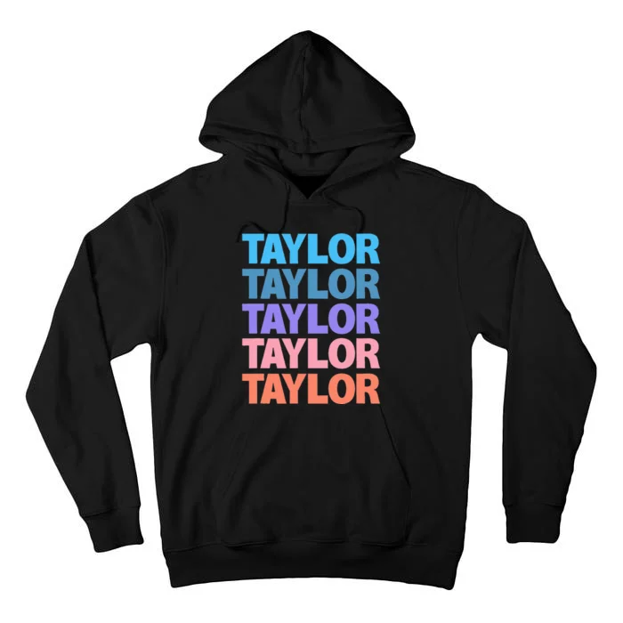 modern repeated text design first name t.aylor Tall Hoodie