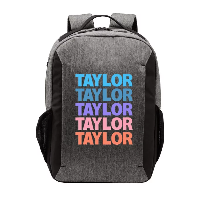 modern repeated text design first name t.aylor Vector Backpack