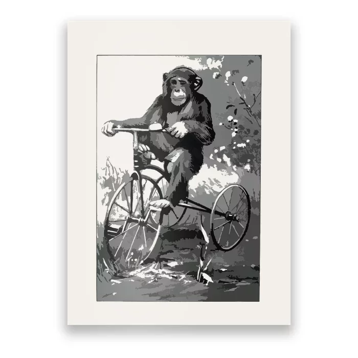 Monkey Riding Tricycle ArtVintage Chimp Funny Poster