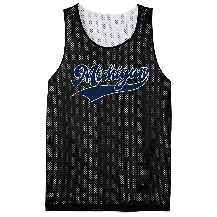 Michigan Retro Throwback Design Classic Mesh Reversible Basketball Jersey Tank