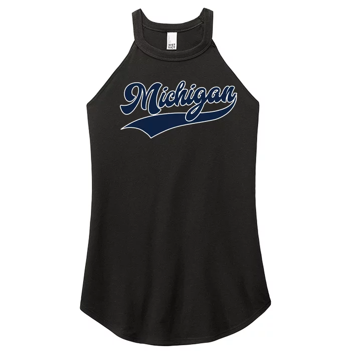 Michigan Retro Throwback Design Classic Women’s Perfect Tri Rocker Tank