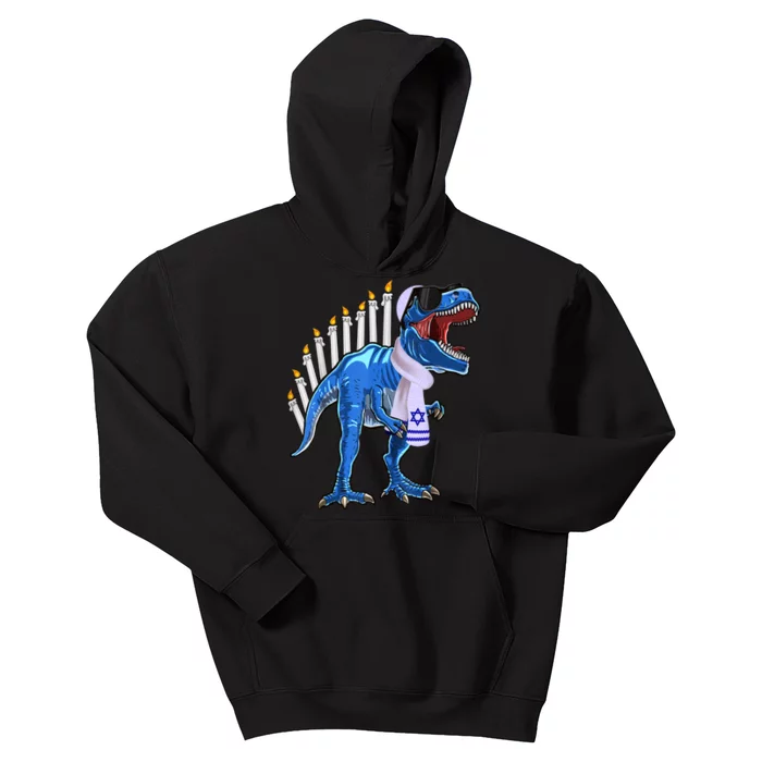 Menorasaurus Rex T Rex Dinosaur Hanukkah Gift Kids Hoodie