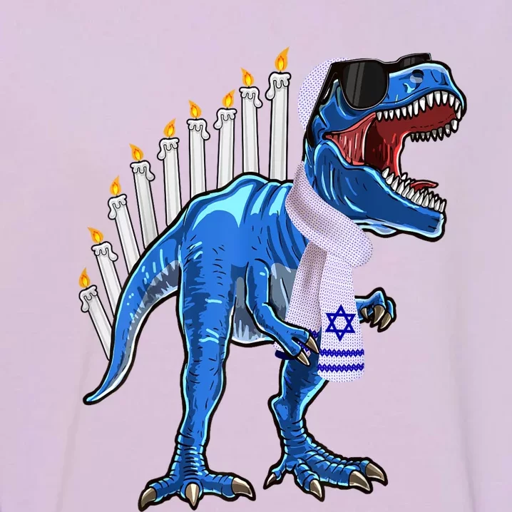 Menorasaurus Rex T Rex Dinosaur Hanukkah Gift Garment-Dyed Sweatshirt