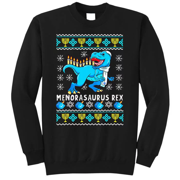 Menorasaurus Rex T Rex Dinosaur Hanukkah Tall Sweatshirt