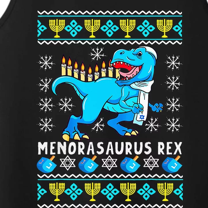 Menorasaurus Rex T Rex Dinosaur Hanukkah Performance Tank